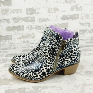 Journee Collection Black and White Leopard Print Ankle Boots